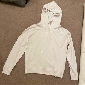 Pure Navy Plain White Hoodie Pullover Size XS